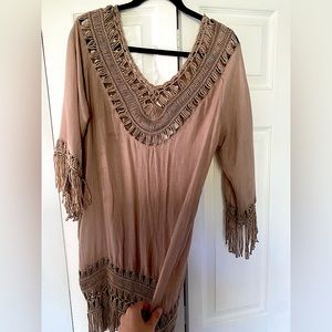 BOHO CHIC TAUPE COVER UP DRESS - fits M/L